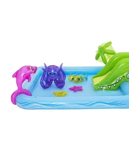 Vodní hračky Bestway Nafukovací bazének se skluzavkou a mnoha doplňky, 239 x 206 x 86 cm