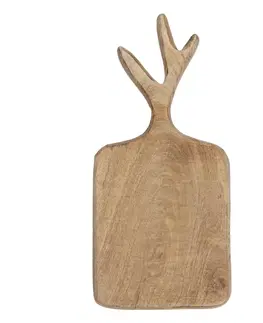 Prkénka a krájecí desky Hnědé dekorativní dřevěné prkénko s úchopem ve tvaru parohů - 30*14*2 cm Clayre & Eef 6H2033
