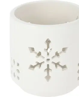 Vánoční dekorace Cementový svícen Vločka I bílá, 7,8 x 8 cm