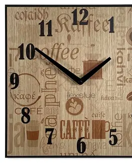Kuchyňské hodiny Dřevěné hodiny s nápisy coffe