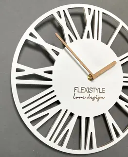 Nástěnné hodiny Jednoduché bílé nástěnné hodiny v dřevěném designu