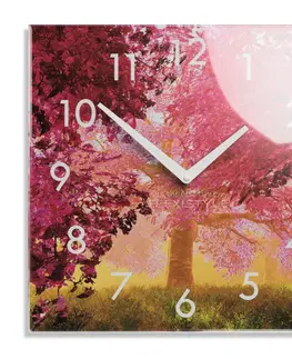 Nástěnné hodiny Dekorační skleněné hodiny 30 cm s motivem rozkvetlého stromu