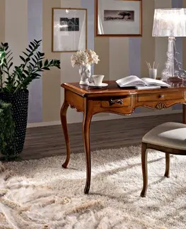 Stylové a luxusní pracovní a psací stoly Estila Luxusní rustikální italský pracovní stůl Heriss z masivu se třemi zásuvkami 139 cm