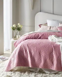 Jednobarevné přehozy na postel Růžový velurový přehoz na postel Feel 220 x 240 cm