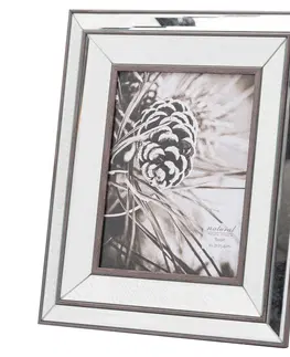 Stylové a designové fotorámečky Estila Art-deco zrcadlový fotorámeček Belfry s dřevěným okrajem 8x10