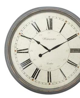 Hodiny Šedo-béžové antik nástěnné hodiny Willi - Ø 76*6 cm / 1*AA Clayre & Eef 5KL0238