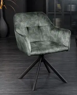 Židle Jídelní křeslo 2 ks LADON Dekorhome Zelená