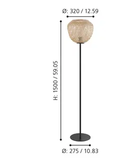 Dřevěné stojací lampy EGLO Stojací svítidlo DEMBLEBY 43264