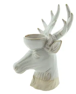 Svícny Béžový porcelánový svícen na čajovou svíčku Jelen Chrie - 12*11*18 cm Clayre & Eef 6CE1496