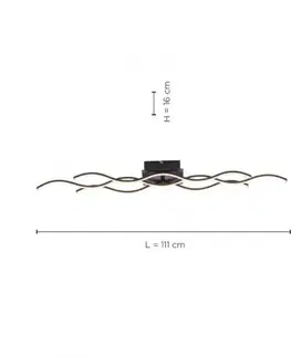 Designová stropní svítidla LEUCHTEN DIREKT is JUST LIGHT LED stropní svítidlo, design vlny, černá 3000K LD 15166-18