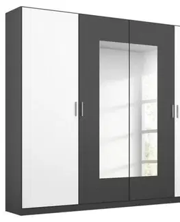 Šatní skříně s otočnými dveřmi Skříň s otočnými dveřmi Borneo Š: 226cm Šedá/bílá