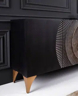 Komody LuxD Designová komoda Venetia 177 cm černo-zlatá