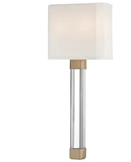Nástěnná svítidla s látkovým stínítkem HUDSON VALLEY nástěnné svítidlo LARISSA ocel/hedvábí staromosaz/bílá E14 2x40W 1461-AGB-CE