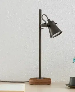 Stolní lampy kancelářské Lindby Lindby Grandesa stolní lampa s dřevěnou nohou