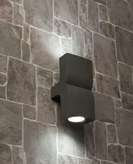 Moderní venkovní nástěnná svítidla FARO Klamp nástěnná lampa, tmavě šedá, 2L