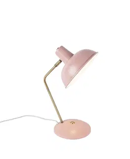 Stolni lampy Retro stolní lampa růžová s bronzem - Milou
