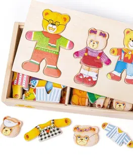 Dřevěné hračky Bigjigs Toys Oblékací puzzle BEAR FAMILY vícebarevné
