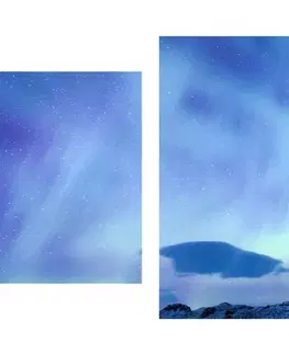 Obrazy přírody a krajiny 5-dílný obraz severské polární světlo