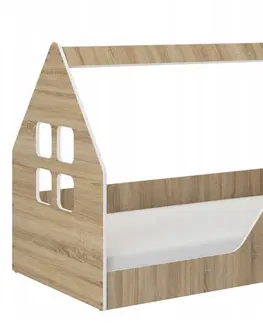 Dětské postele Dětská postel Montessori domeček 160 x 80 cm v provedení dub sonoma pravý