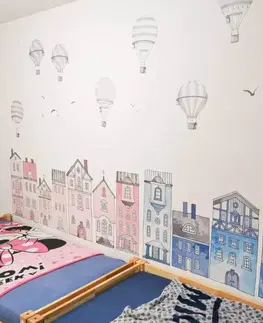 Samolepky na zeď Dětská samolepka na zeď - Modré domečky