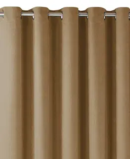 Záclony Závěs Homede Milana se stříbrnými průchodkami světle hnědý, velikost 220x175