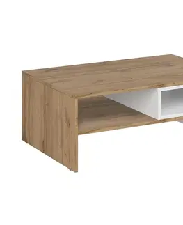 Konferenční stoly Konsimo Sp. z o.o. Sp. k. Konferenční stolek DAMINO 35,5x90 cm dub wotan/bílá 