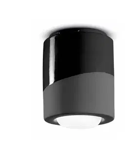 Bodová světla Ferroluce Stropní svítidlo PI, válcové, Ø 12,5 cm černé
