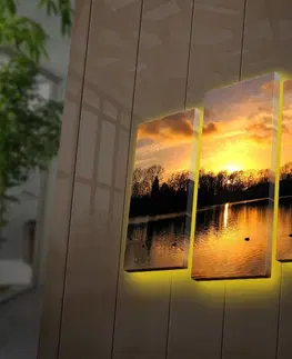 Obrazy Wallity Vícedílný obraz s LED osvětlením VÝCHOD SLUNCE 66 x 45 cm