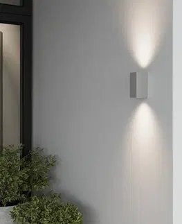 Venkovní nástěnná svítidla Lucande Stříbrné venkovní nástěnné svítidlo Tavi s LED