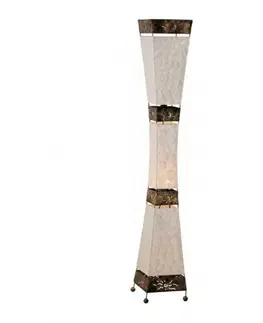 Designové stojací lampy PAUL NEUHAUS Stojací svítidlo, hranaté, matka perel, design, Afrika, nožní vypínač, E27 patice