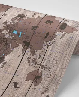 Tapety mapy Tapeta mapa na dřevěném podkladu