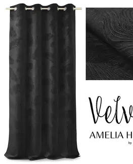 Záclony Závěs AmeliaHome Velvet Peacock černý, velikost 135x250