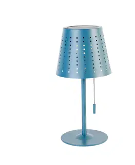 Stolni lampy Venkovní stolní lampa modrá včetně LED 3-stupňové stmívatelné dobíjecí a solární - Ferre