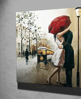 Obrazy Wallity Obraz na plátně Red umbrella kiss KC042 45x45 cm