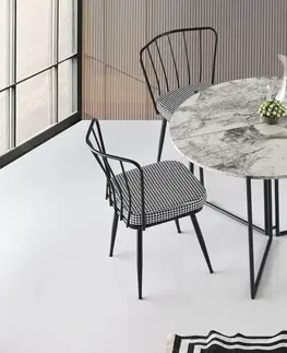 Kuchyňské a jídelní stoly Jídelní stůl YAPRAK bílý mramor černý