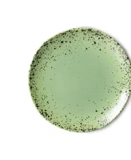 Talíře 2ks keramický zelený dezertní talíř Kiwi - Ø 17*2cm    HKLIVING ACE7069