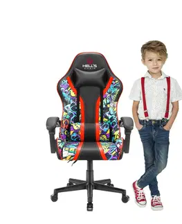 Herní křesla Dětská židle na hraní HC - 1005 HERO Graffiti tmavá barva