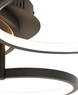 Stropni svitidla Chytré stropní svítidlo černé 3-světla s dálkovým ovládáním - Rondas