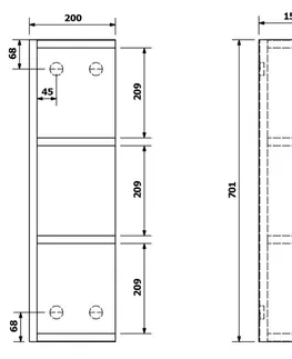 Koupelnový nábytek SAPHO RIWA otevřená police 20x70x15 cm, levá/pravá, bílá lesk RIW250-0030