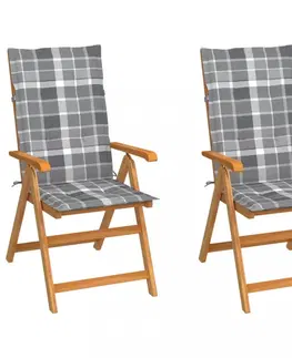 Zahradní židle Zahradní židle 2 ks teak / látka Dekorhome Červená