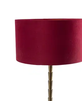 Stolni lampy Art Deco stolní lampa bronzový sametový odstín červená 35 cm - Pisos