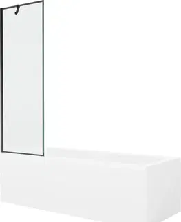 Vany MEXEN/S Cubik obdélníková vana 150 x 70 cm s panelem + vanová zástěna 60 cm, černá vzor 550315070X9506007070