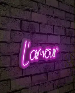 Nástěnné dekorace Nástěnná dekorace s LED osvětlením L'AMOUR růžová