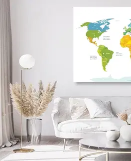 Obrazy na korku Obraz na korku výjimečná mapa světa s bílým pozadím