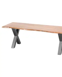 Designové a luxusní jídelní stoly Estila Industriální designový masivní jídelní stůl Live Edge 240 cm