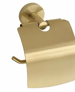 WC štětky Sapho XR732GB X-Round Gold držák toaletního papíru, s krytem, zlatá