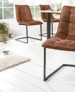 Luxusní jídelní židle Estila Designová hnědá jídelní židle Suave s černou kovovou konstrukcí 88cm