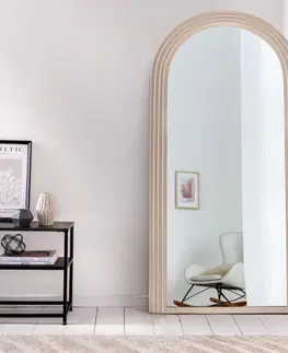 Luxusní a designová zrcadla Estila Art deco designové zrcadlo Swan obloukového tvaru s béžovým kaskádovým rámem 160cm