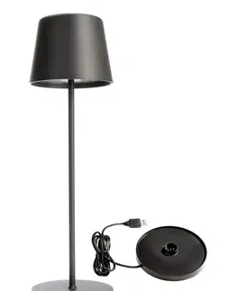 LED stolní lampy Light Impressions Deko-Light nabíjecí svítidlo - sada Canis šedá + nabíjecí základna 620201