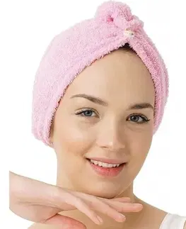 Ručníky Rychleschnoucí froté turban na vlasy růžová